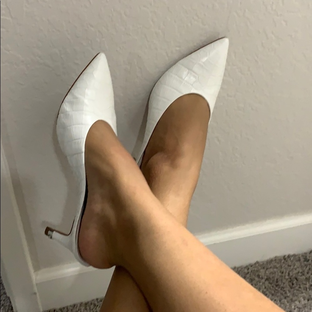 Louise Et Cie white crocodile mules